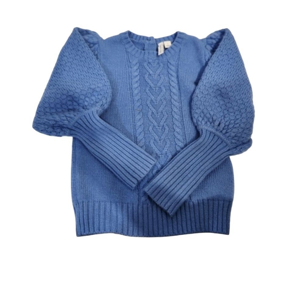 $5x25 Janie and Jack blue cable knit balloon sleeves sweater size 7 - Picture 5 of 9